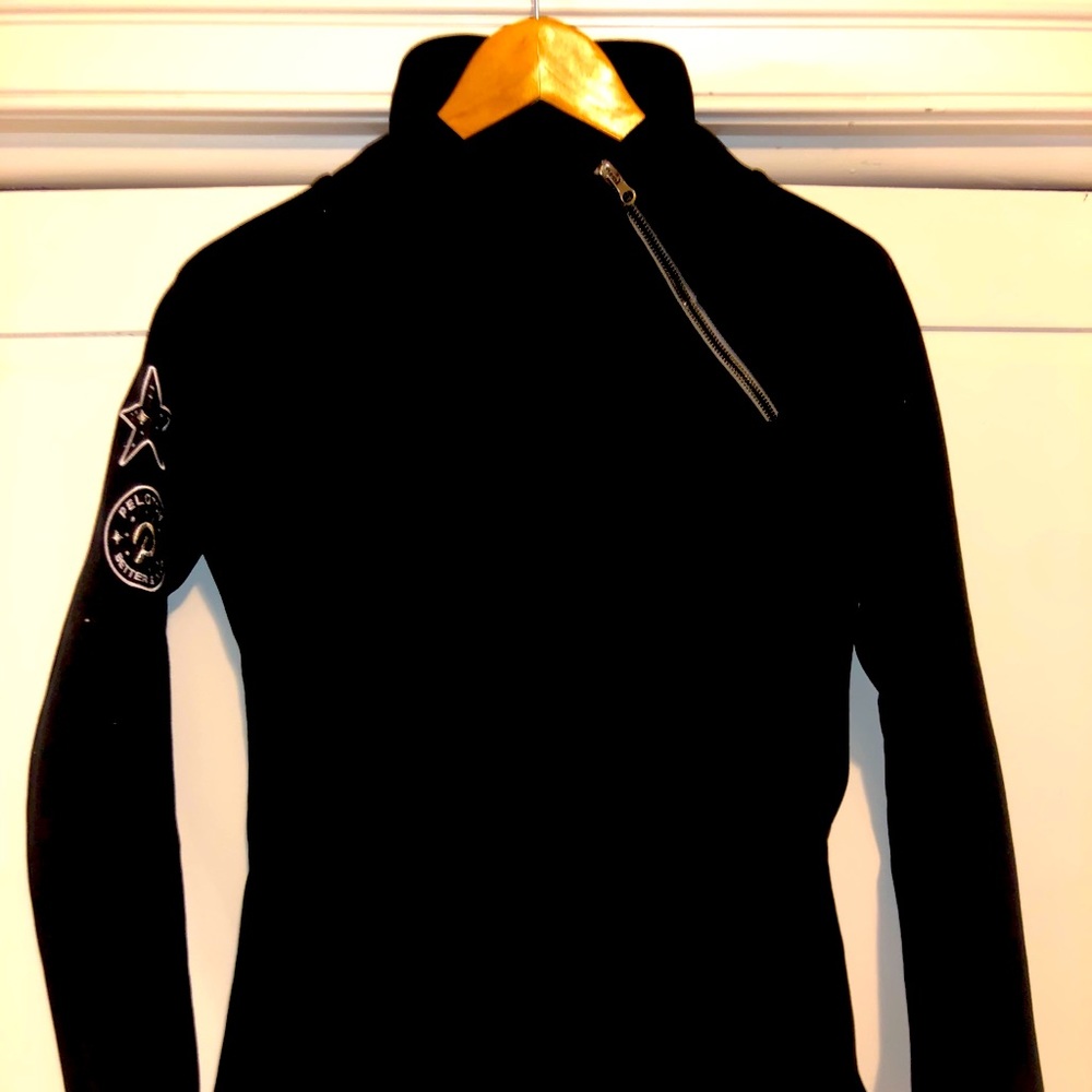 Peloton black funnel neck asymmetrical sweatshirt